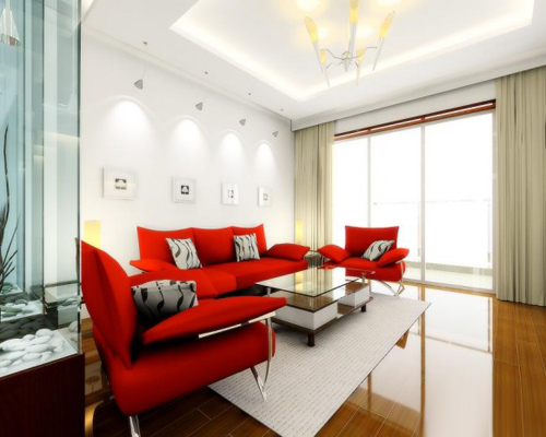 Những mẫu phòng khách đẹp với tông màu trắng đỏ | ảnh 2