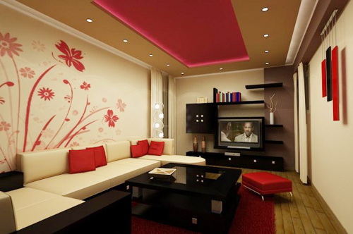 Những mẫu phòng khách đẹp với tông màu trắng đỏ | ảnh 4