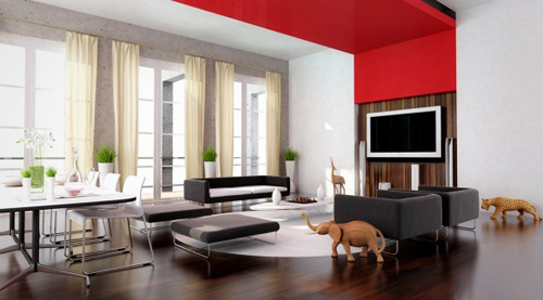 Những mẫu phòng khách đẹp với tông màu trắng đỏ | ảnh 5