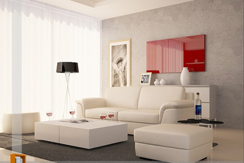 Những mẫu phòng khách đẹp với tông màu trắng đỏ | ảnh 6